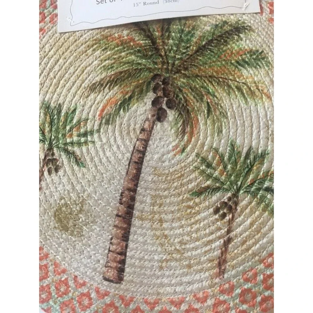 Lauren Alexander Palm Tree Placemats Set of 4 Braided Cotton 15